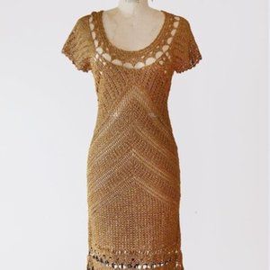 Vintage Diane von Furstenberg Gold Knit Dress